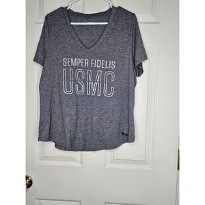 Under Armour Size XL USMC Shirt Heathered Blue